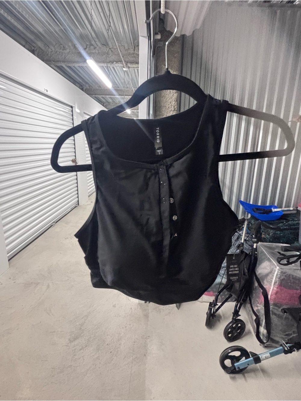 torrid Black Bikini Tank Top with Button Front